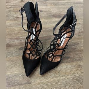 Black suede dress heels